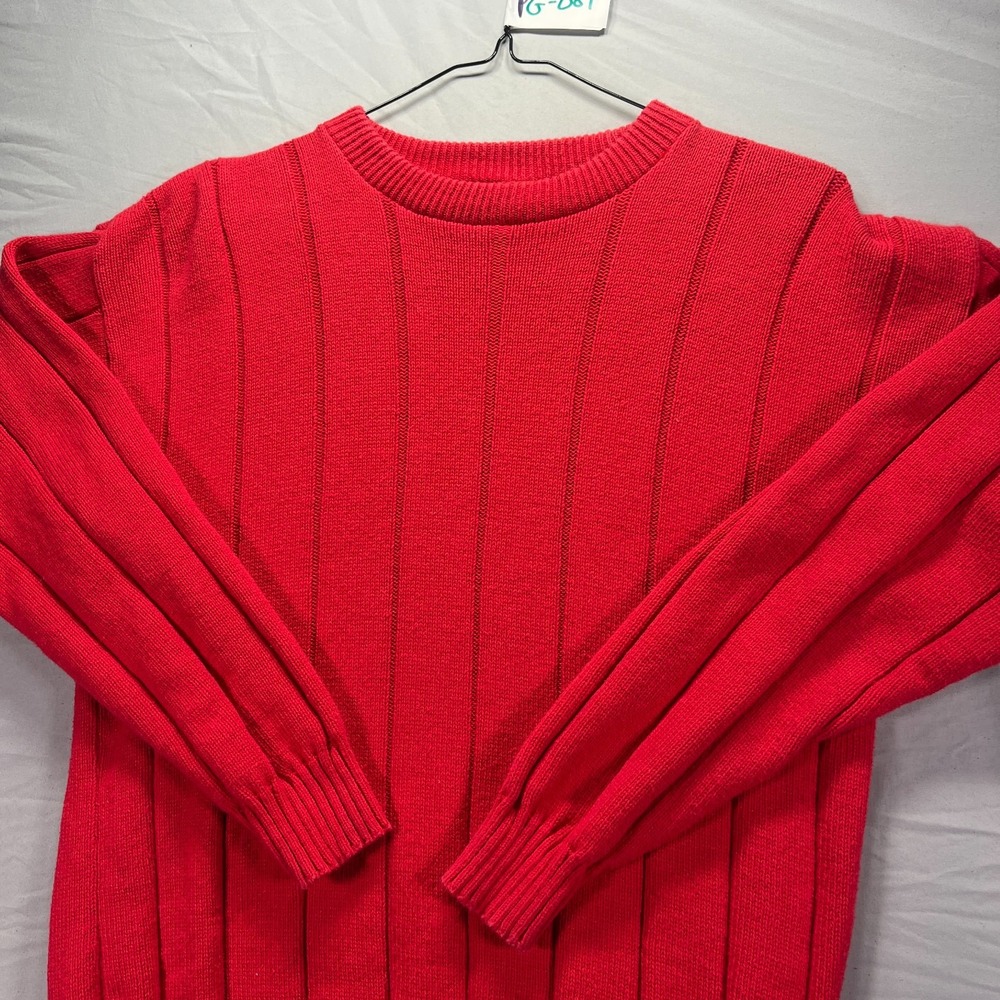 Vintage Grandpa Sweater Mens Small Red Ribbed Heavy Knit Dunbrooke